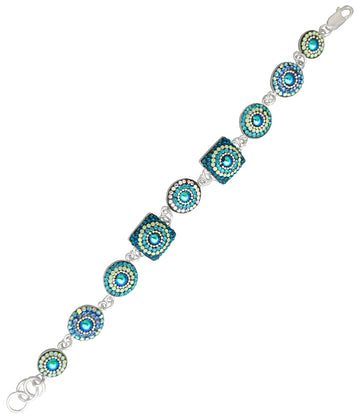 Mosaico Sterling Pastel Blues Round and Square Link Bracelet
