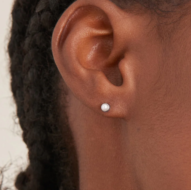Ania Haie Silver Pearl Cabochon Stud Earrings