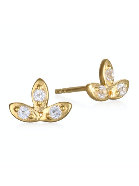 Satya Gold White Topaz Lotus Stud Earrings