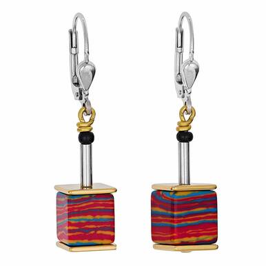 Coeur De Lion Gold Chunky Layered Geocube Leverback Earrings