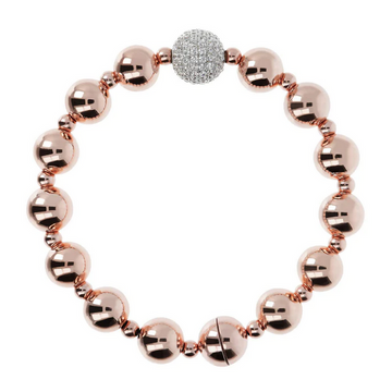 Bronzallure Magnetic Pave Clasp Ball Bracelet