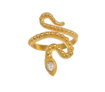 Satya White Topaz Dot Adjustable Snake Ring