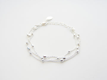 Marseille Silver Multi Strand Oval Bead Bracelet