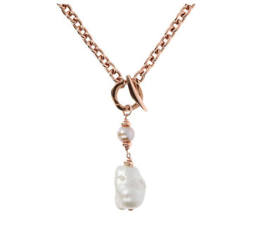 Bronzallure Pearl Stations Y Chain Necklace