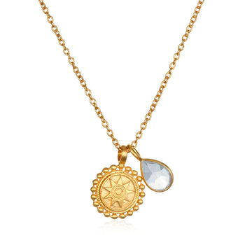 Satya Gold Aquamarine March Mandala Necklace