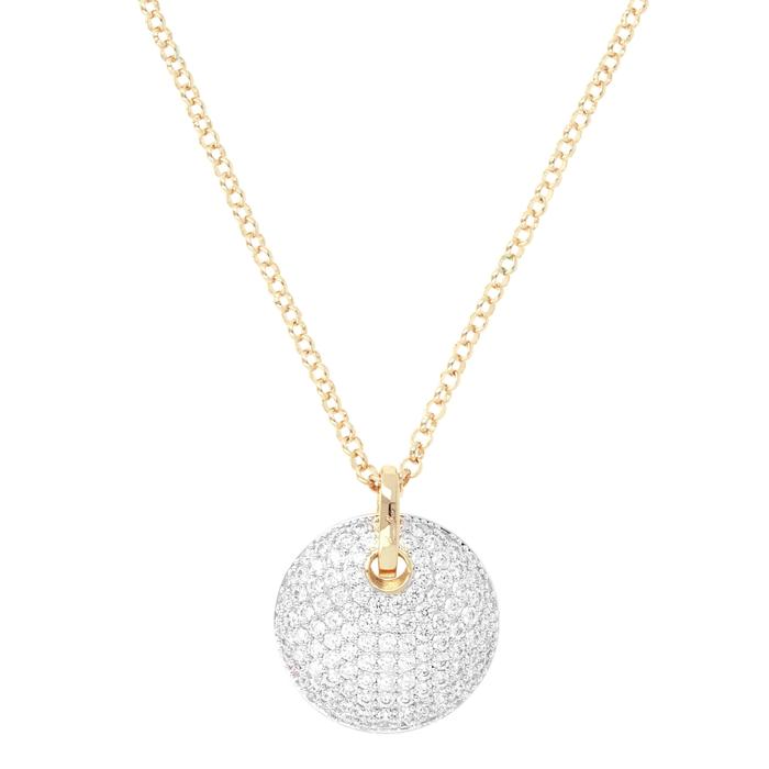 Brozallure Gold CZ Pave Disc Necklace