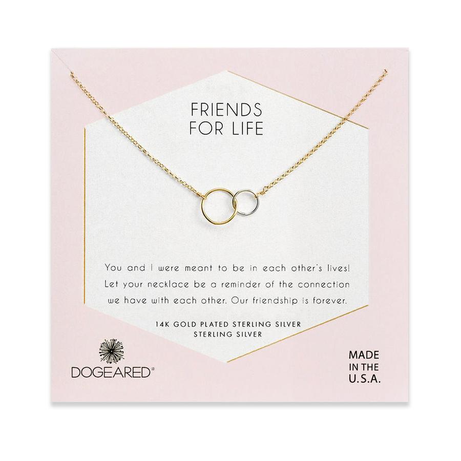 Dogeared Silver and Rose 'Friends For Life' Linked Necklace