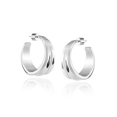 Jenny Bird Silver Tapered Pleated Hoops