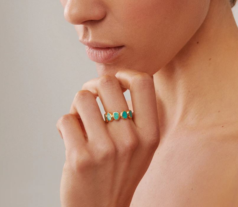 Anna Beck Asymmetric Multi Turquoise Ring Size 6