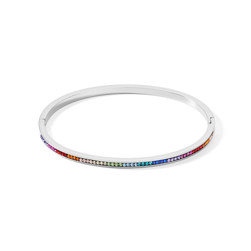 Coeur De Lion Silver Thin Rainbow Crystal Bangle