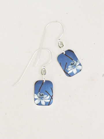 Holly Yashi Blue Silver 'Blooming Lotus' Earrings