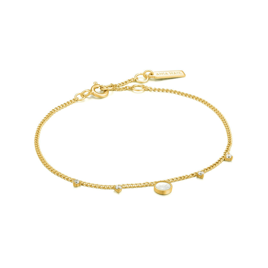 Ania Haie Gold Mother of Pearl Drop Disc Bracelet