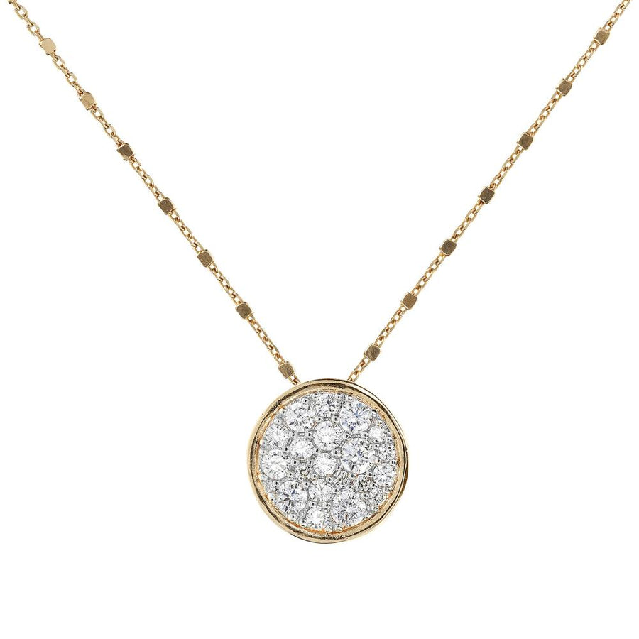 Bronzallure Golden Necklace with Round Pavé Pendant