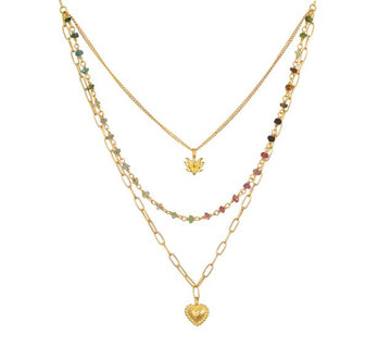 Satya Tourmaline Heart Triple Necklace