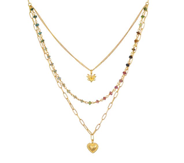 Satya Tourmaline Heart Triple Necklace