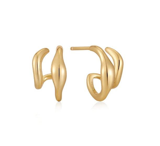 Ania Haie Gold Wave Double Hoop Stud Earrings