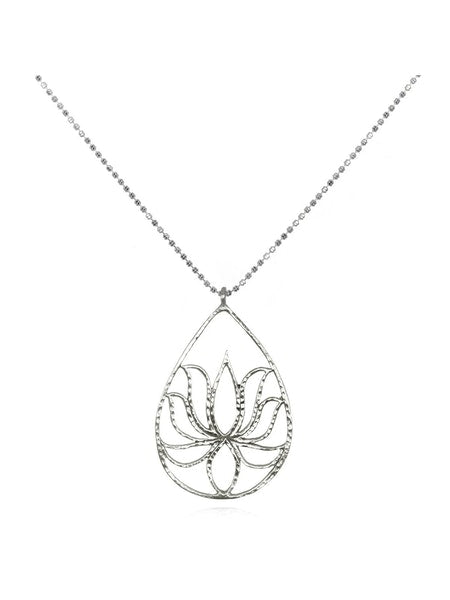 Satya Silver Lotus Teardrop Necklace