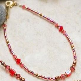 Holly Yashi Red Pink Sonoma Glass Bead Bracelet