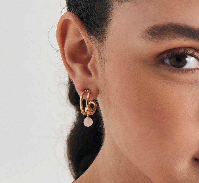 Ania Haie Gold Rose Quartz Orb Mini Hoop Earrings