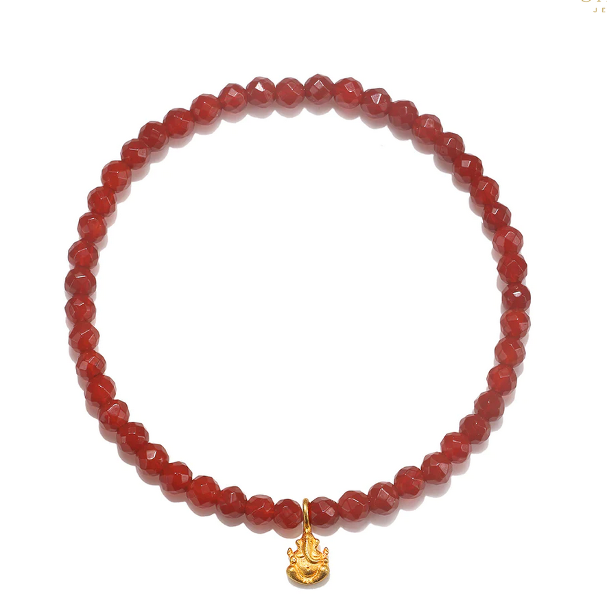 Satya Red Carnelian Ganesha Stretch Bracelet