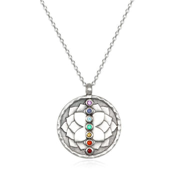 Satya Silver Multi Gem Chakra Disc Necklace