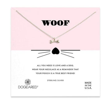 Dogeared Silver 'Woof' Dog Bone Necklace