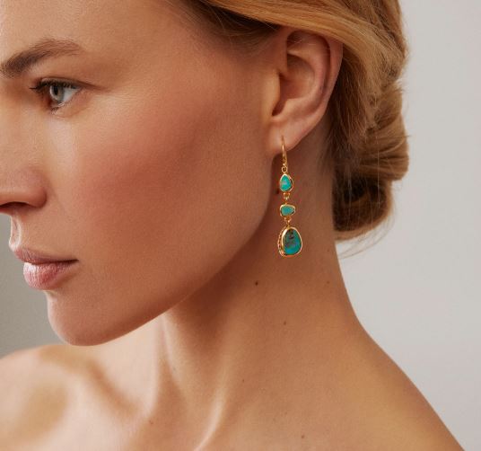 Anna Beck Asymmetric Turquoise Triple Drop Earrings