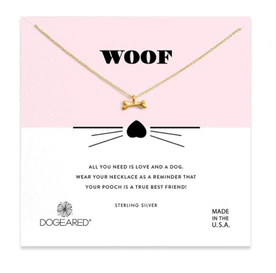 Dogeared Gold 'Woof' Dogbone Necklace