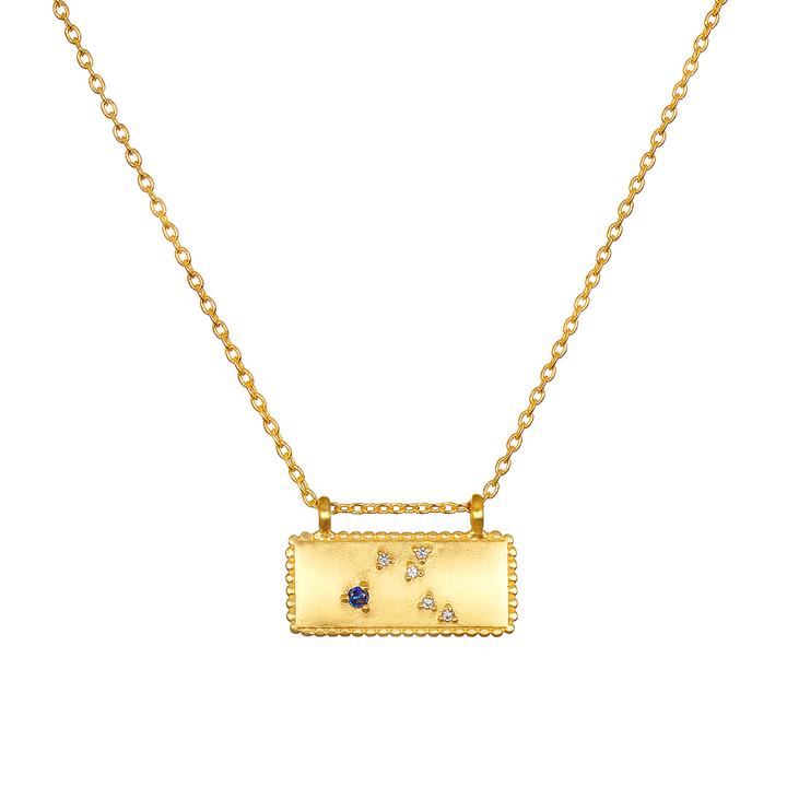 Satya Gold Virgo Sapphire Zodiac Necklace