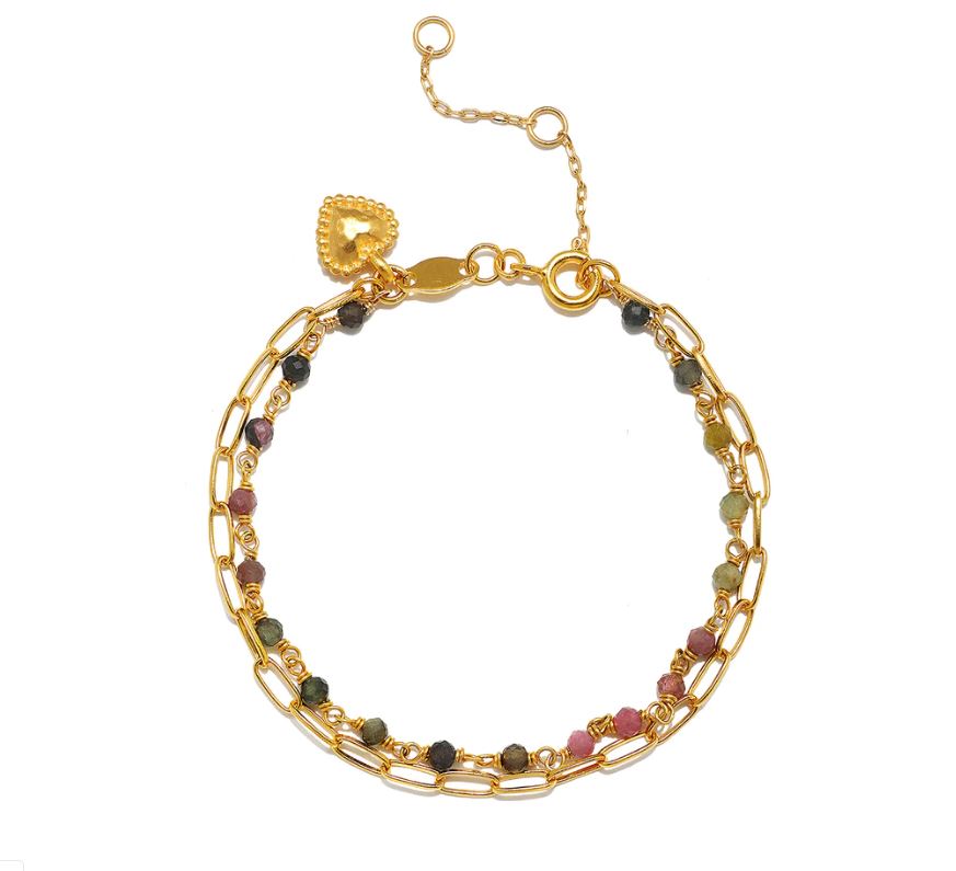 Satya Double Strand Tourmaline Heart Bracelet