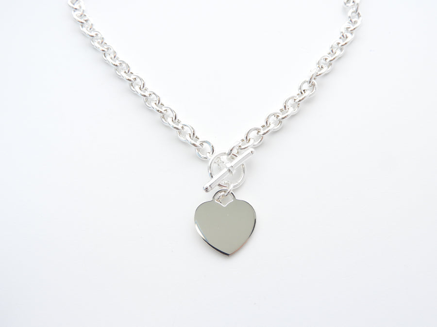 Marseille Silver Toggle Heart Clasp Chain Necklace