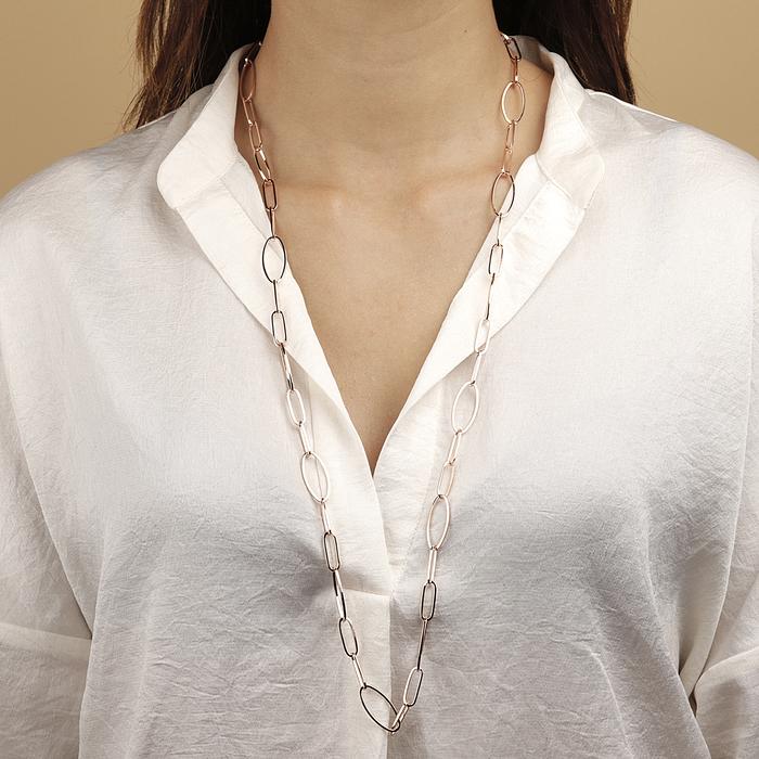 Bronzallure Shiny Oval Link Necklace