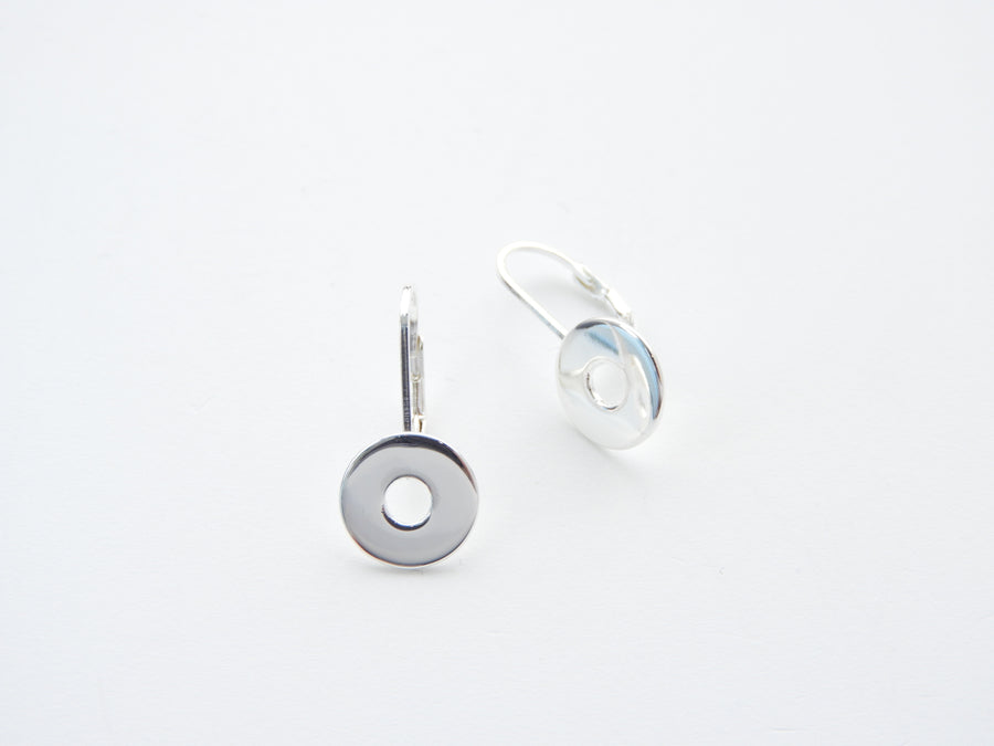 Marseille Silver Flat Circle Leverback Earrings