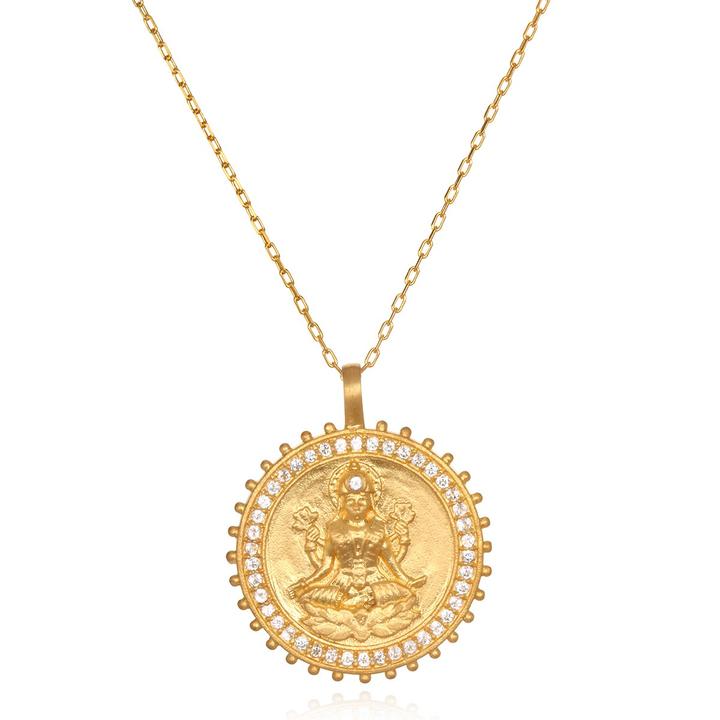 Satya Gold Lakshmi White Topaz Necklace