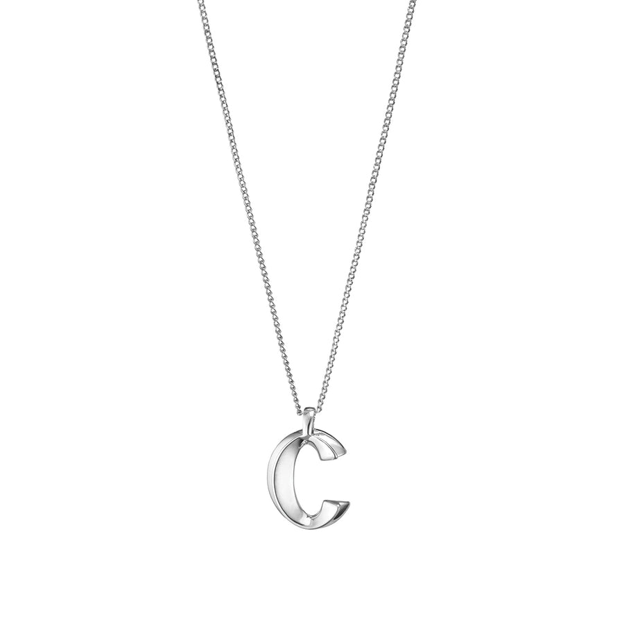 Jenny Bird Silver Monogram Necklace 'C'