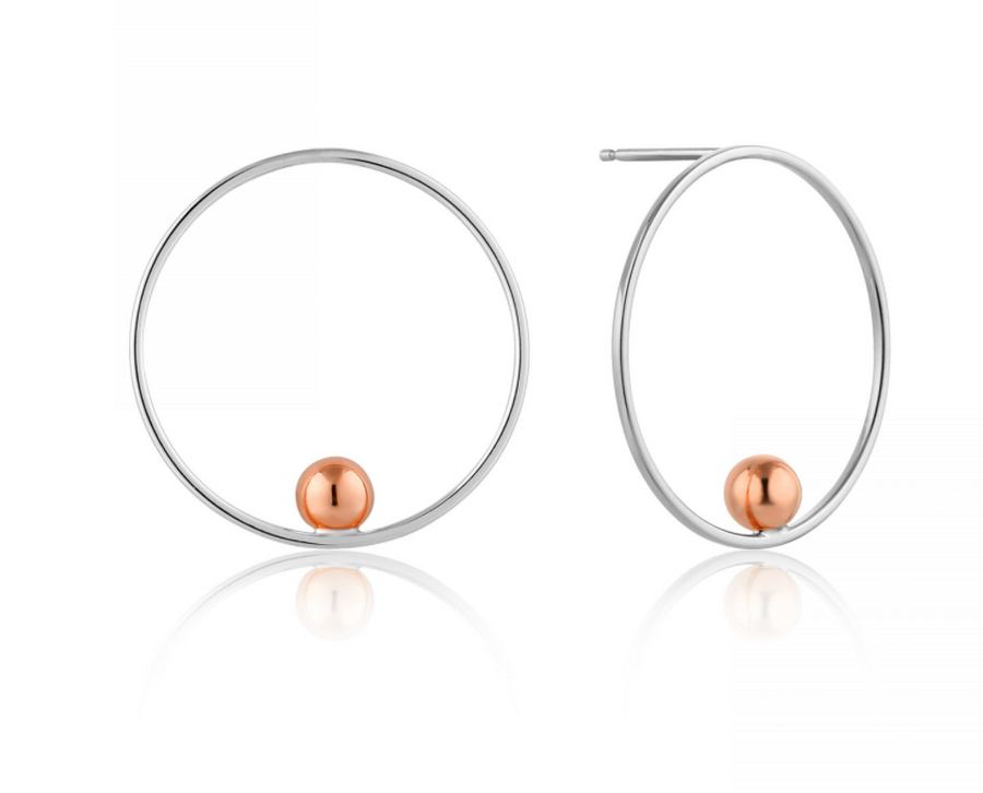 Ania Haie Orbit Front Hoop Earrings Silver and Rose Gold