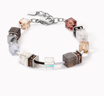 Coeur De Lion Cognac-Beige Geo Cube Bracelet