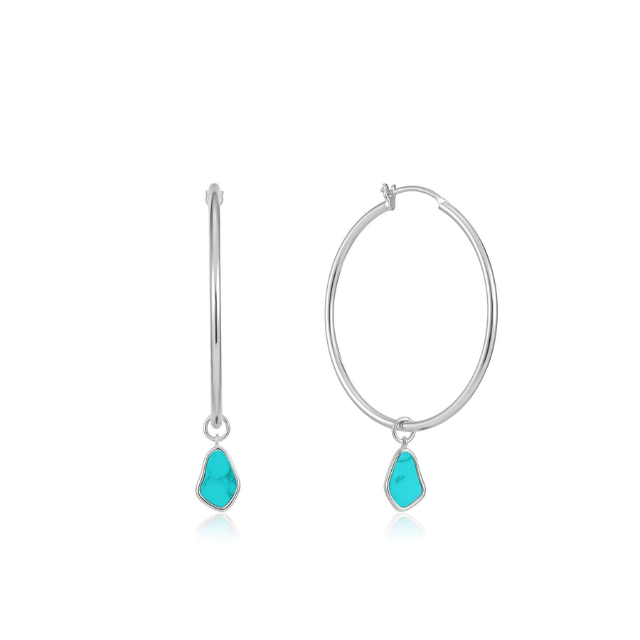 Ania Haie Silver Tidal Turquoise Drop Hoops