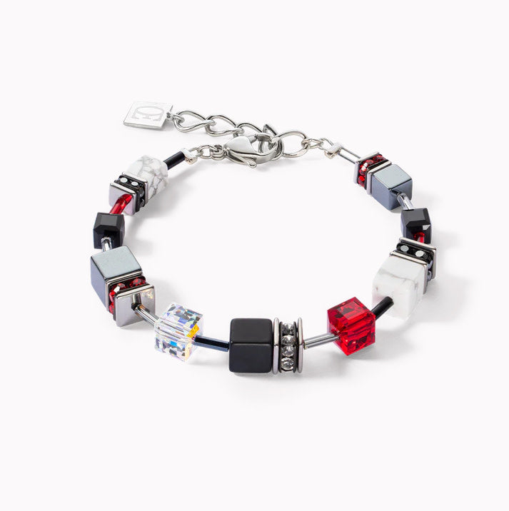 Coeur De Lion Large Black/Red Iconic Precious Geo Cube Bracelet